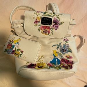 LOUNGEFLY ALICE IN WONDERLAND BACKPACK AND WALLET